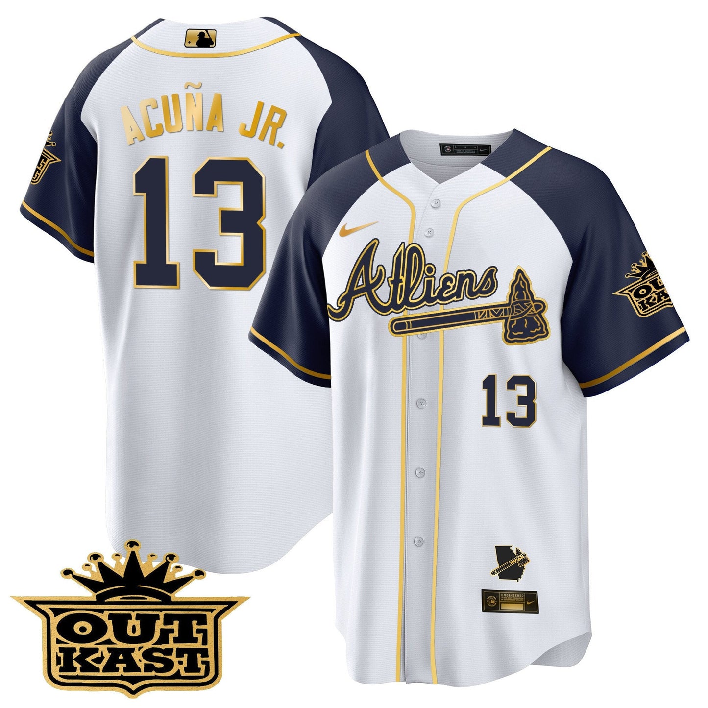 Atlanta Braves Atliens Gold Alternate Cool Base Jersey - All Stitched