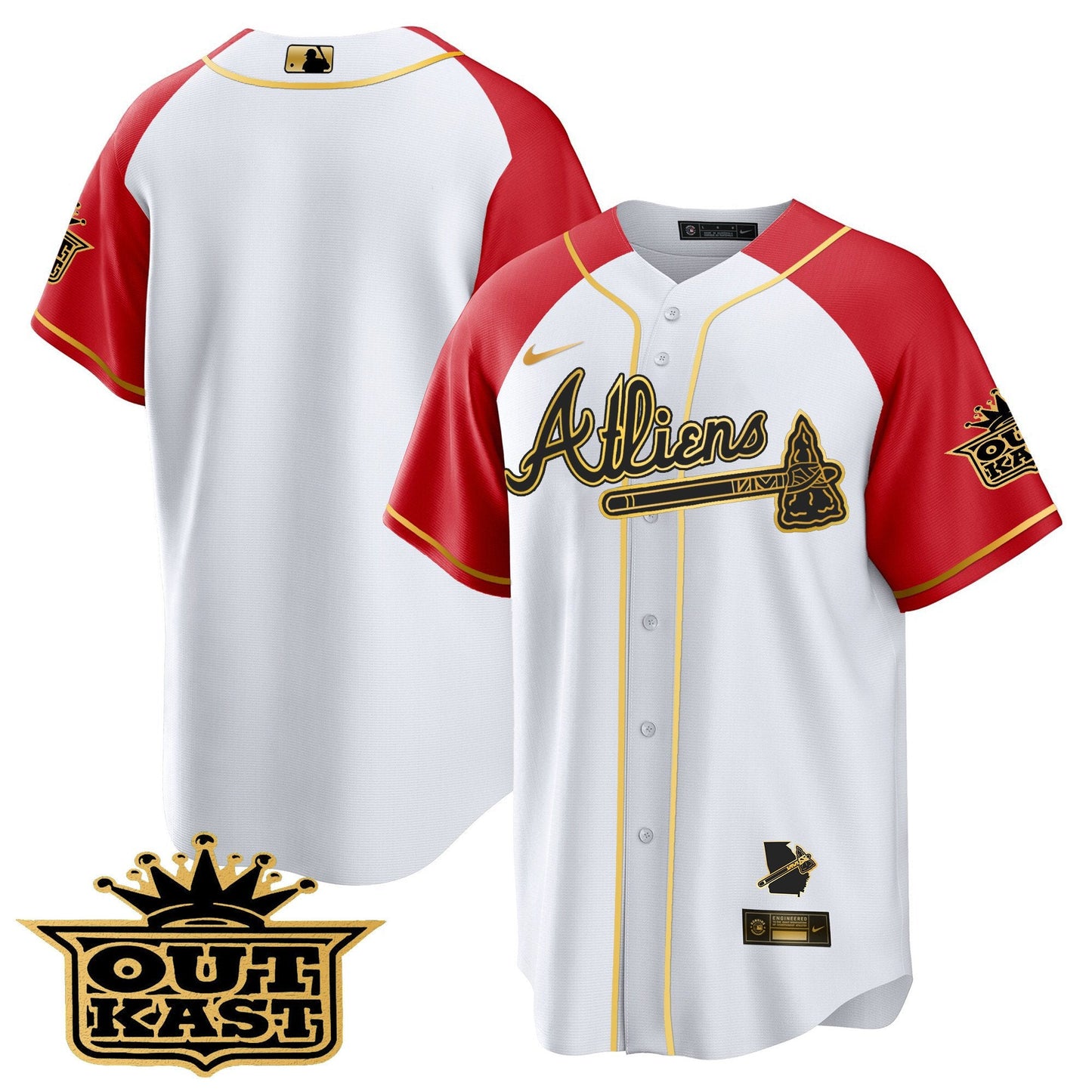 Atlanta Braves Atliens Gold Alternate Cool Base Jersey - All Stitched