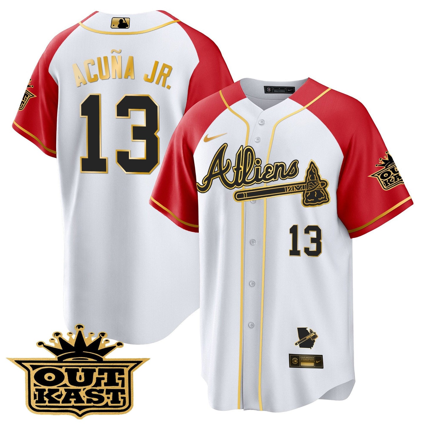 Atlanta Braves Atliens Gold Alternate Cool Base Jersey - All Stitched