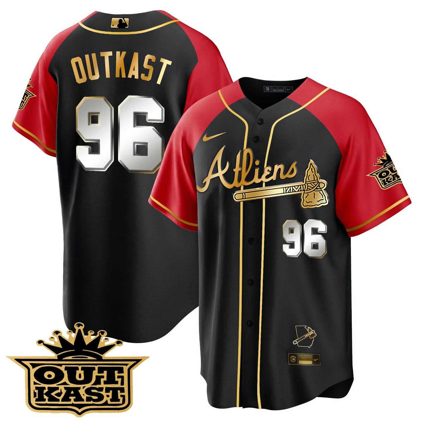 Atlanta Braves Atliens Gold Alternate Cool Base Jersey - All Stitched