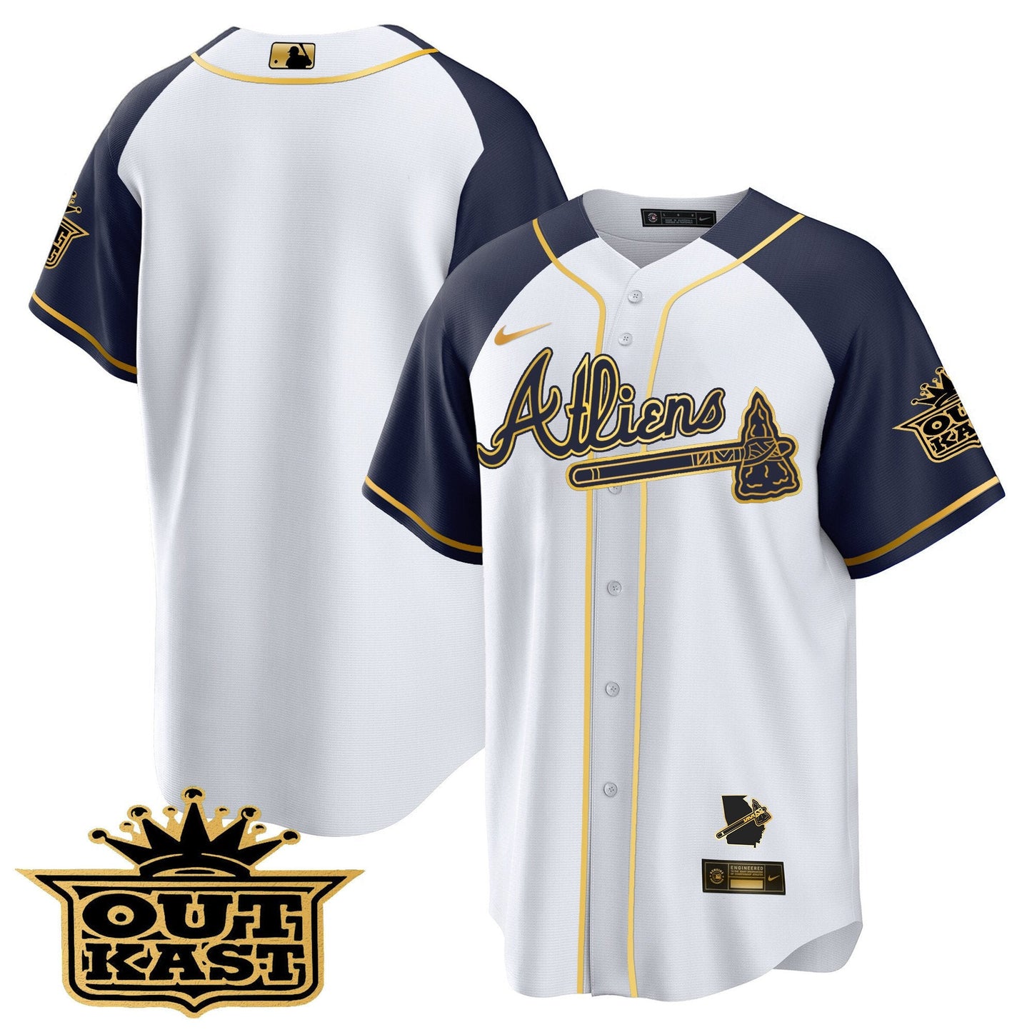 Atlanta Braves Atliens Gold Alternate Cool Base Jersey - All Stitched