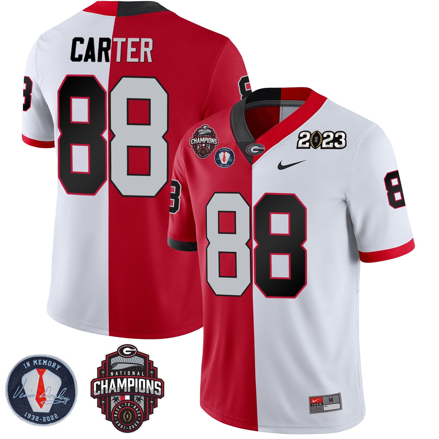 Georgia Bulldogs 2023 Champions & Vince Dooley Patch Jersey - All Stitched