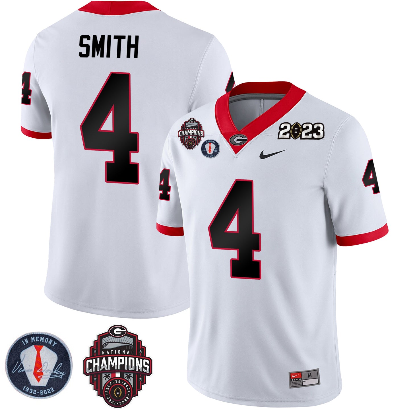 Georgia Bulldogs 2023 Champions & Vince Dooley Patch Jersey - All Stitched