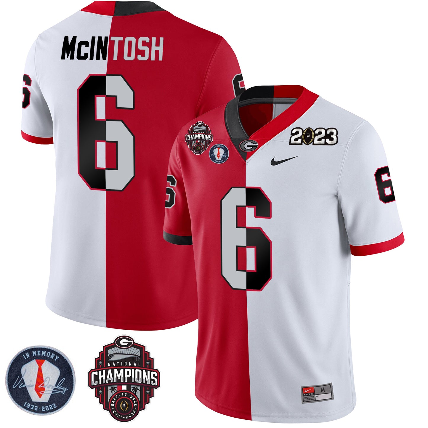 Georgia Bulldogs 2023 Champions & Vince Dooley Patch Jersey - All Stitched