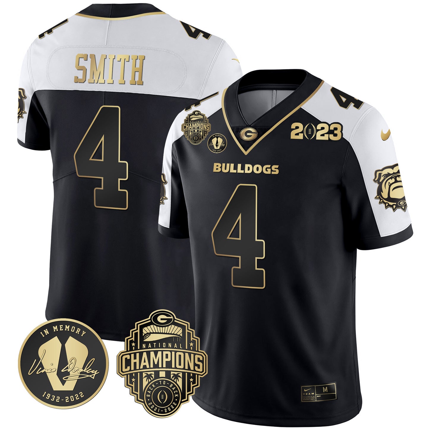 Georgia Bulldogs 2023 Champions & Vince Dooley Patch Jersey - All Stitched
