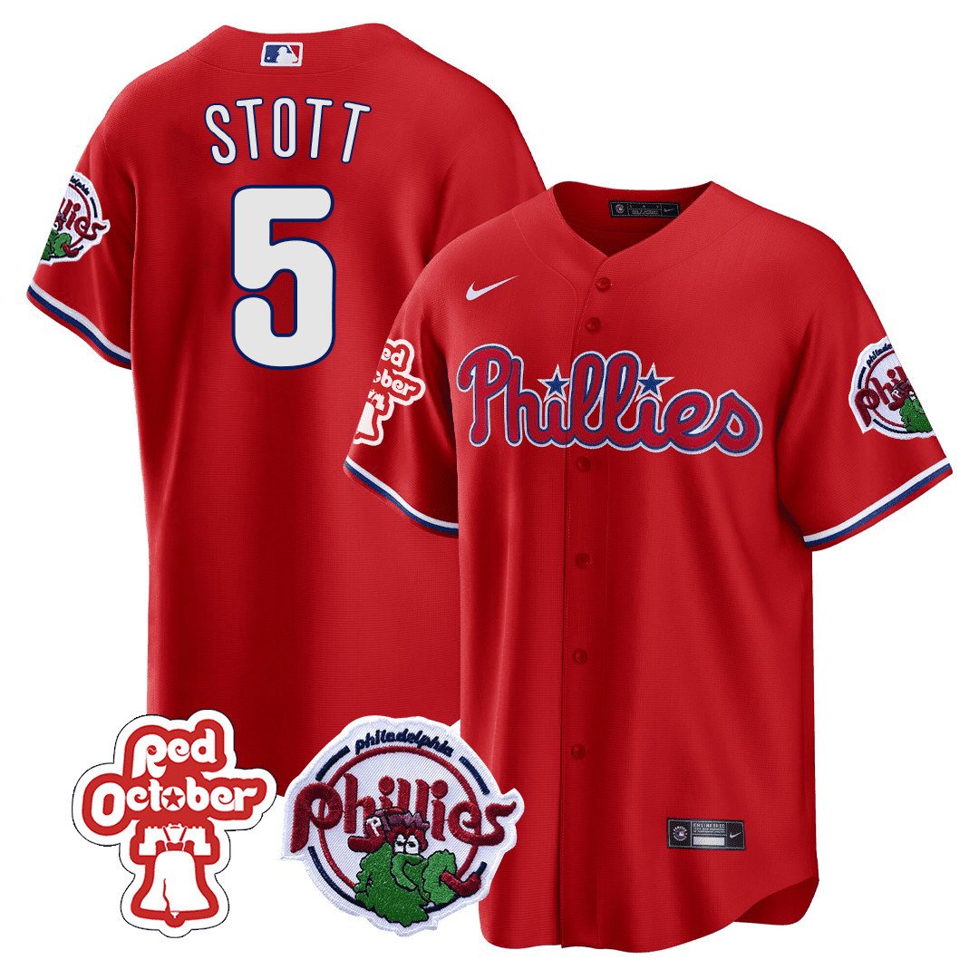 Philadelphia Phillies Red October Patch Cool Base Jersey - All Stitched