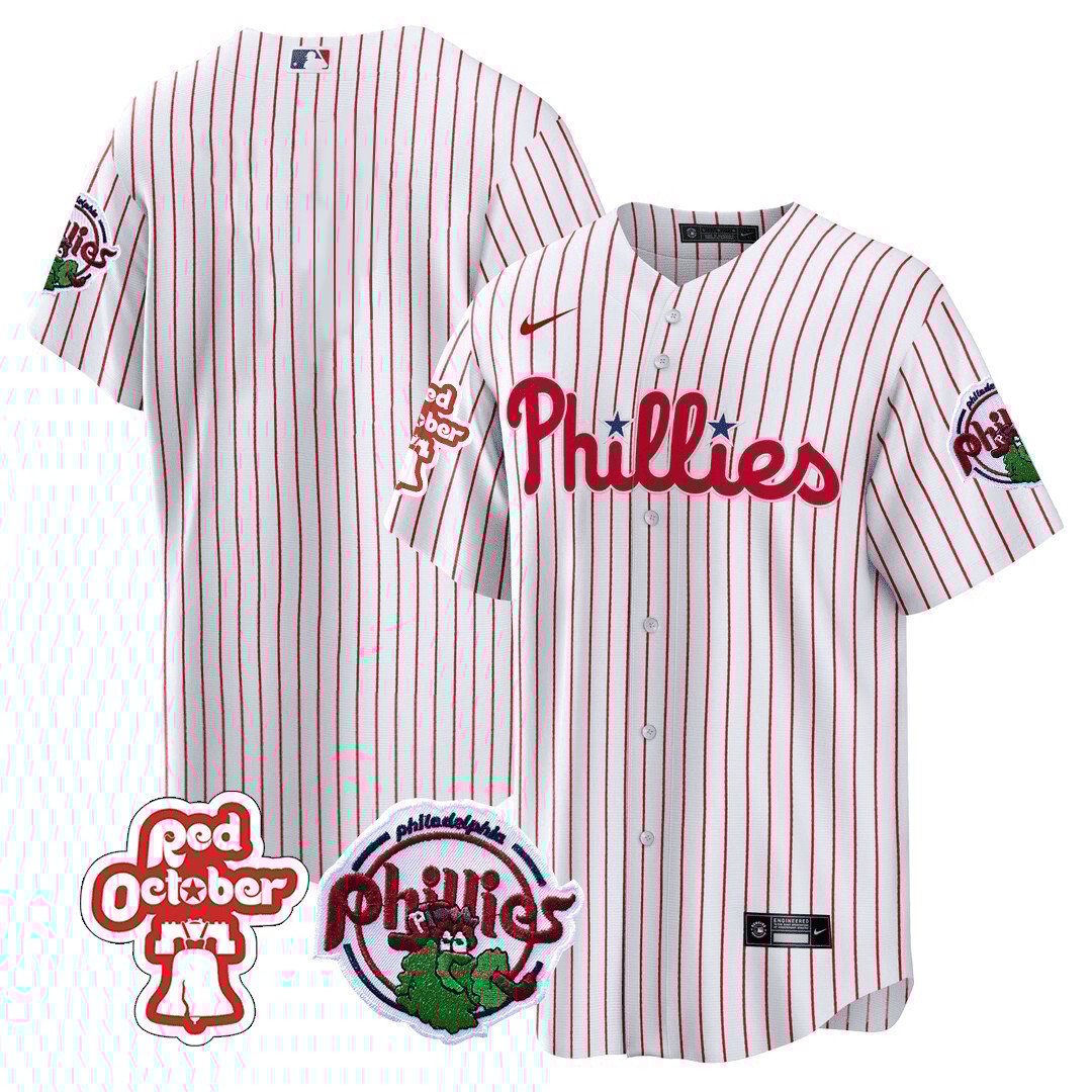 Philadelphia Phillies Red October Patch Cool Base Jersey - All Stitched