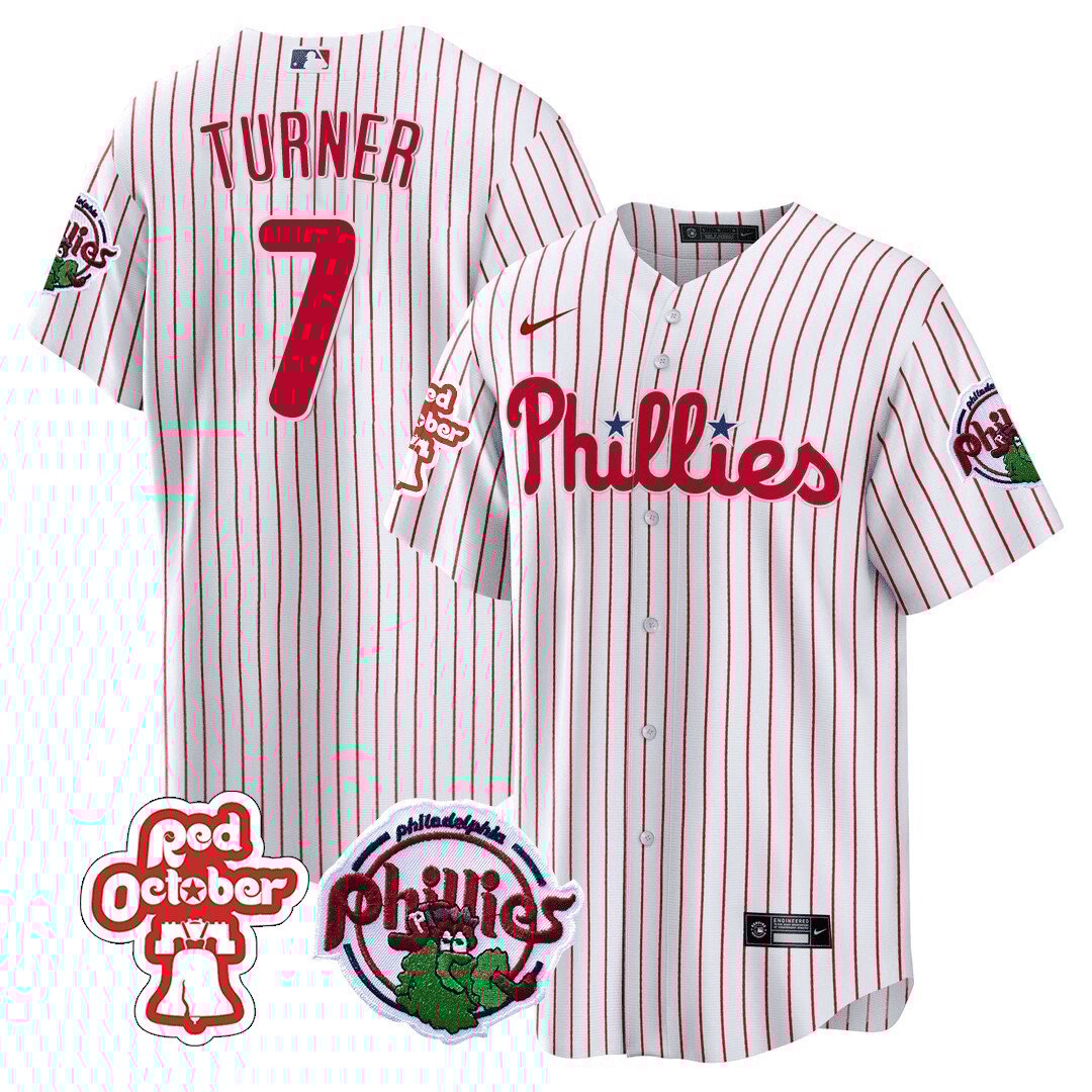 Philadelphia Phillies Red October Patch Cool Base Jersey - All Stitched