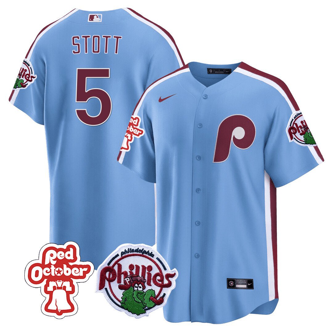 Philadelphia Phillies Red October Patch Cool Base Jersey - All Stitched