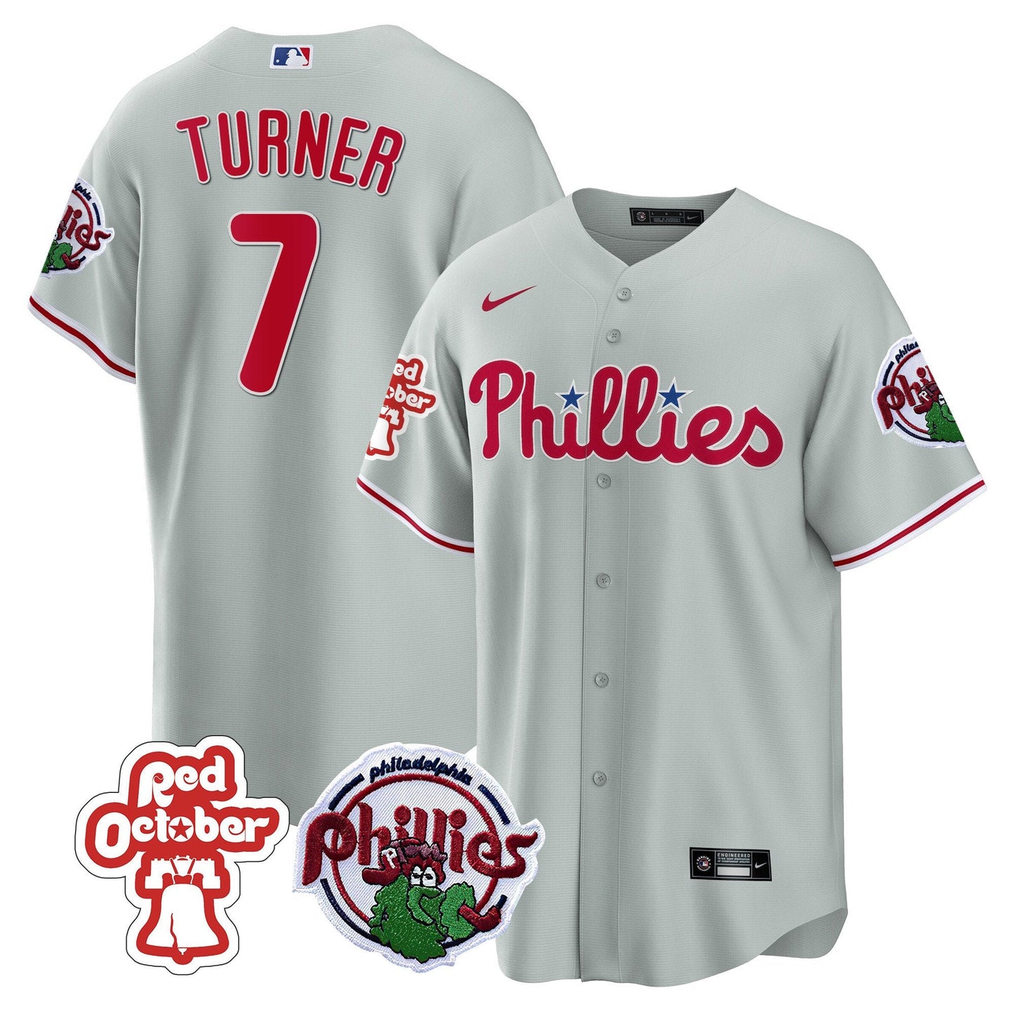 Philadelphia Phillies Red October Patch Cool Base Jersey - All Stitched