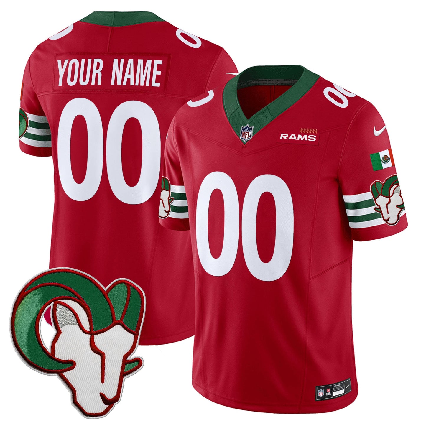 Rams Mexico Vapor Limited Custom Jersey - All Stitched