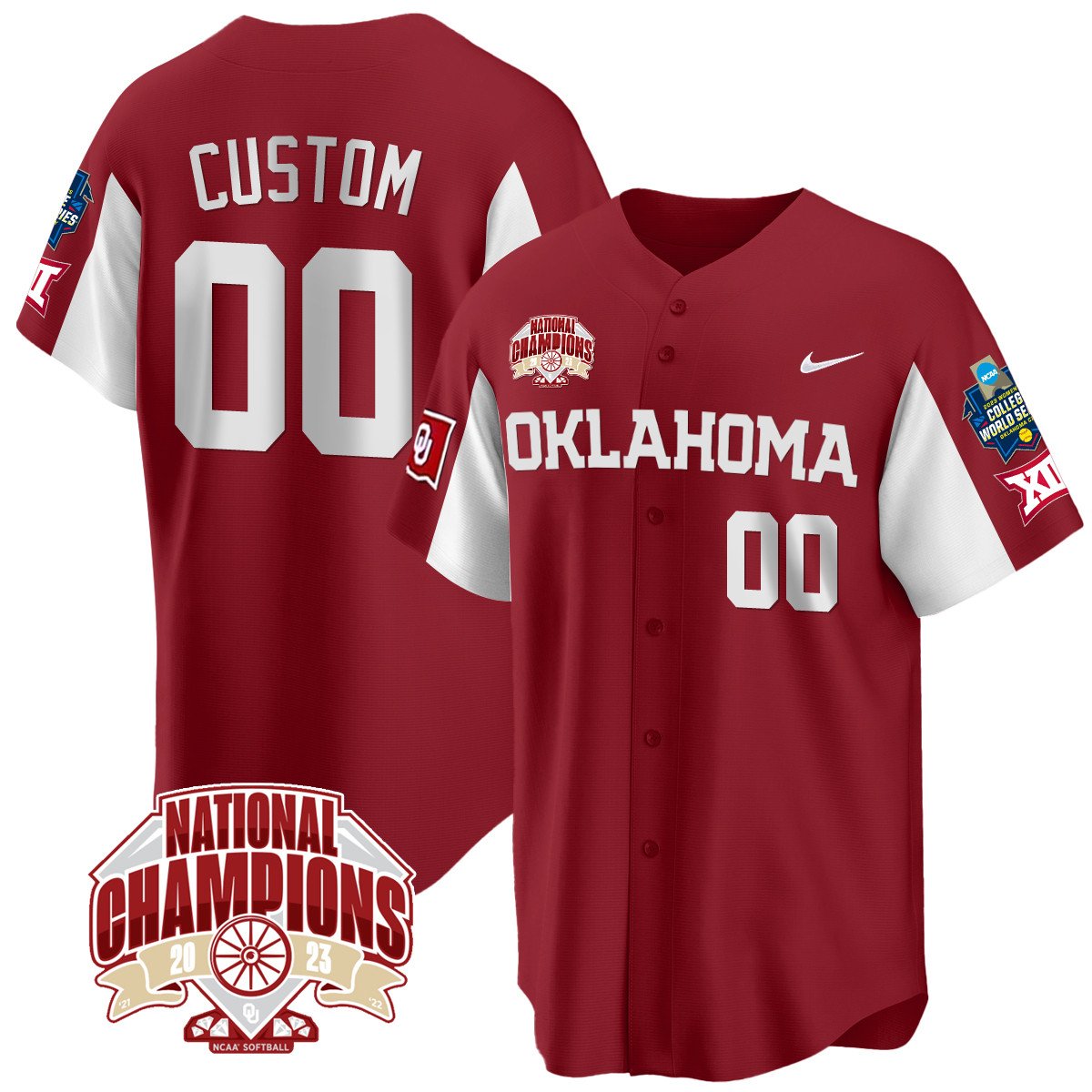 Custom Oklahoma 2023 NCAA Softball Women's College World Series Champions Vapor Premier Limited Jersey - All Stitched