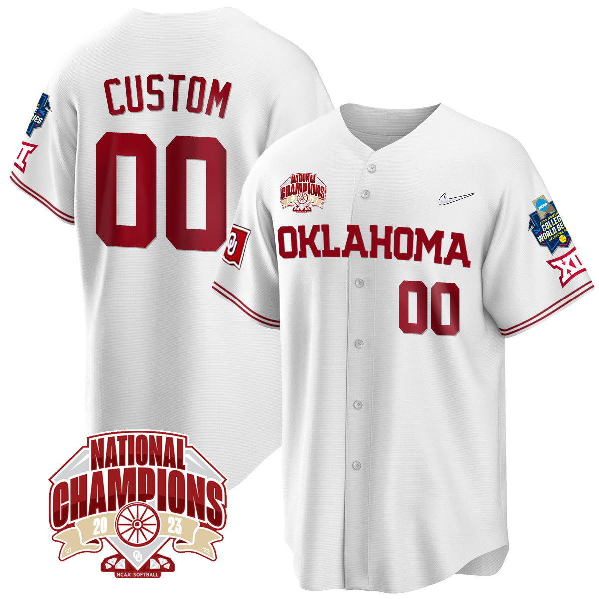 Custom Oklahoma 2023 NCAA Softball Women's College World Series Champions Vapor Premier Limited Jersey - All Stitched