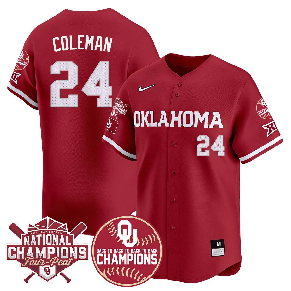 Oklahoma Women's Back To National Champions Jersey 406VTTLJS002 - All Stitched