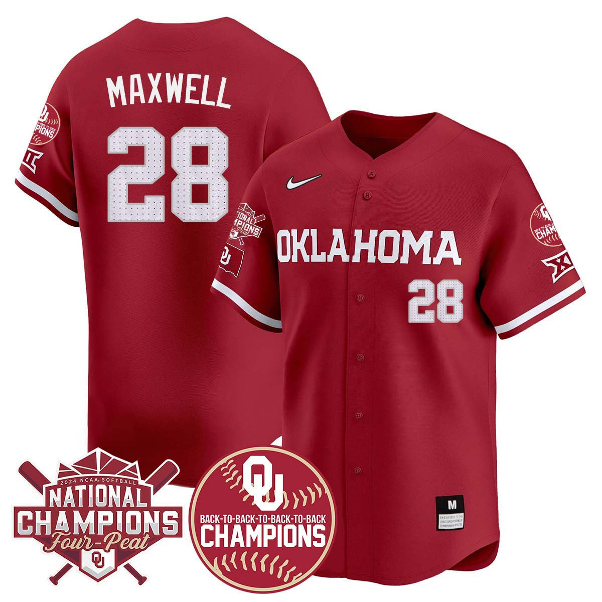 Oklahoma Women's Back To National Champions Jersey 406VTTLJS002 - All Stitched
