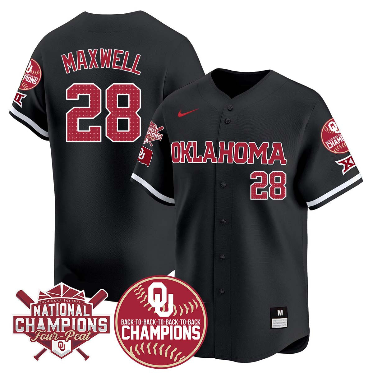 Oklahoma Women's Back To National Champions Jersey 406VTTLJS002 - All Stitched