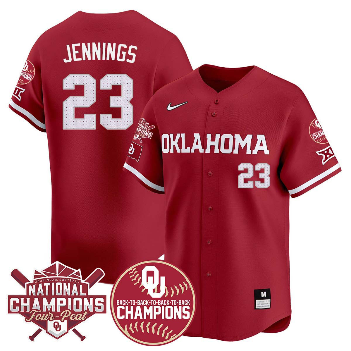 Oklahoma Women's Back To National Champions Jersey 406VTTLJS002 - All Stitched