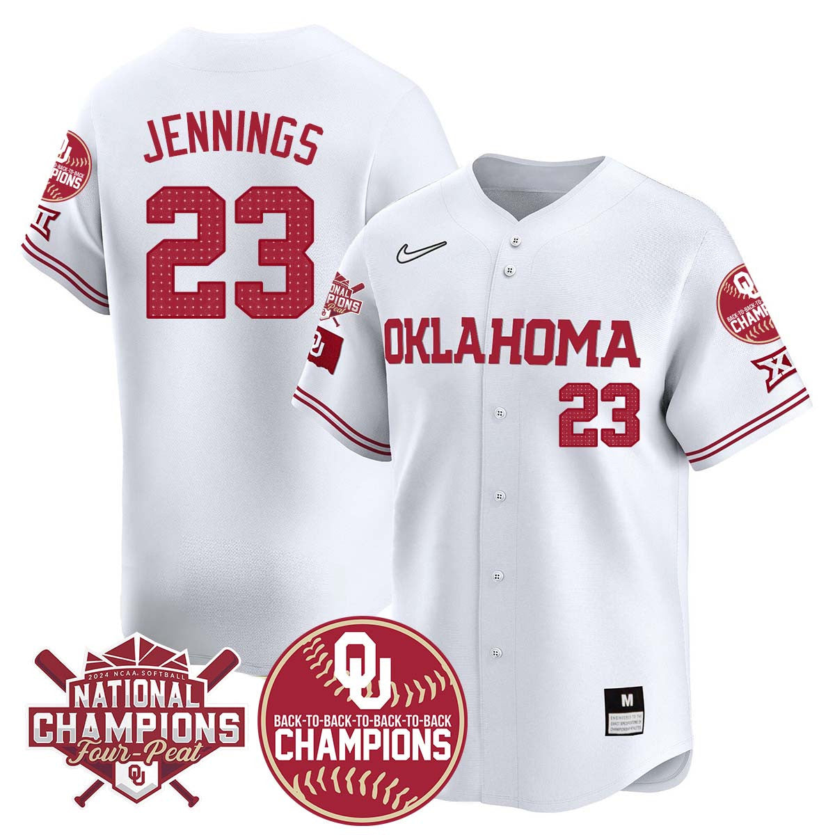 Oklahoma Women's Back To National Champions Jersey 406VTTLJS002 - All Stitched