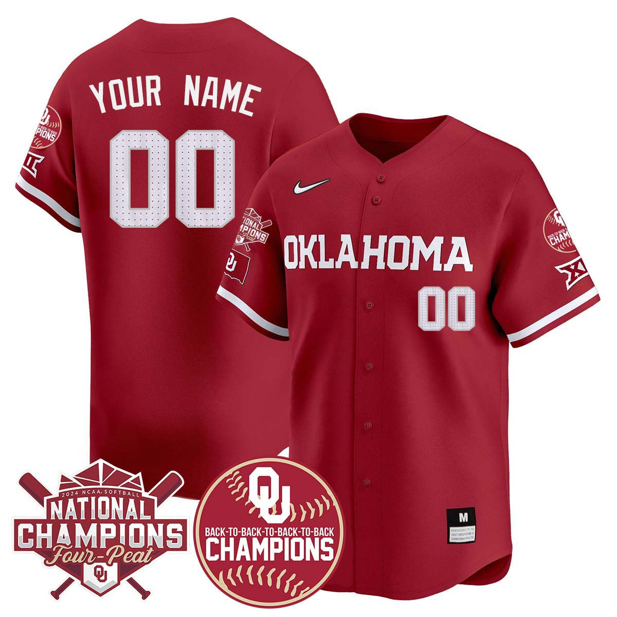 Custom Oklahoma Women's Back To National Champions Jersey 406VTTLJS002 - All Stitched