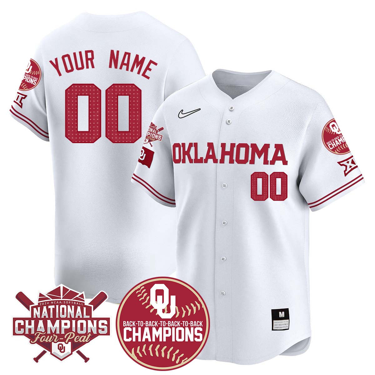 Custom Oklahoma Women's Back To National Champions Jersey 406VTTLJS002 - All Stitched