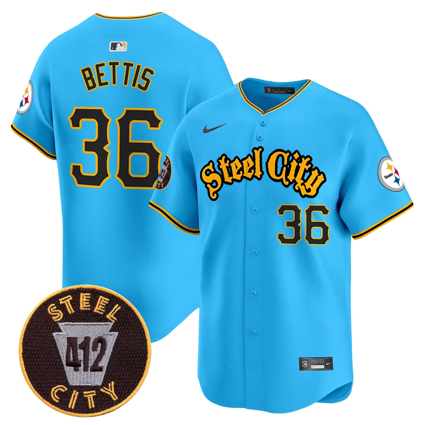 Steelers 412 Patch Vapor Premier Limited Jersey - All Stitched