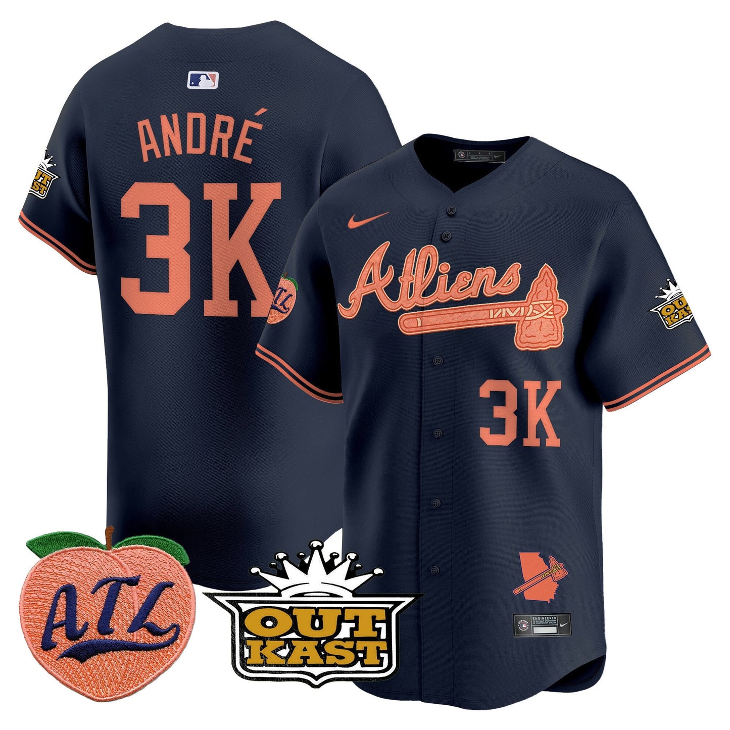 Atlanta Braves Atliens & Peach Vapor Premier Limited Jersey - All Stitched