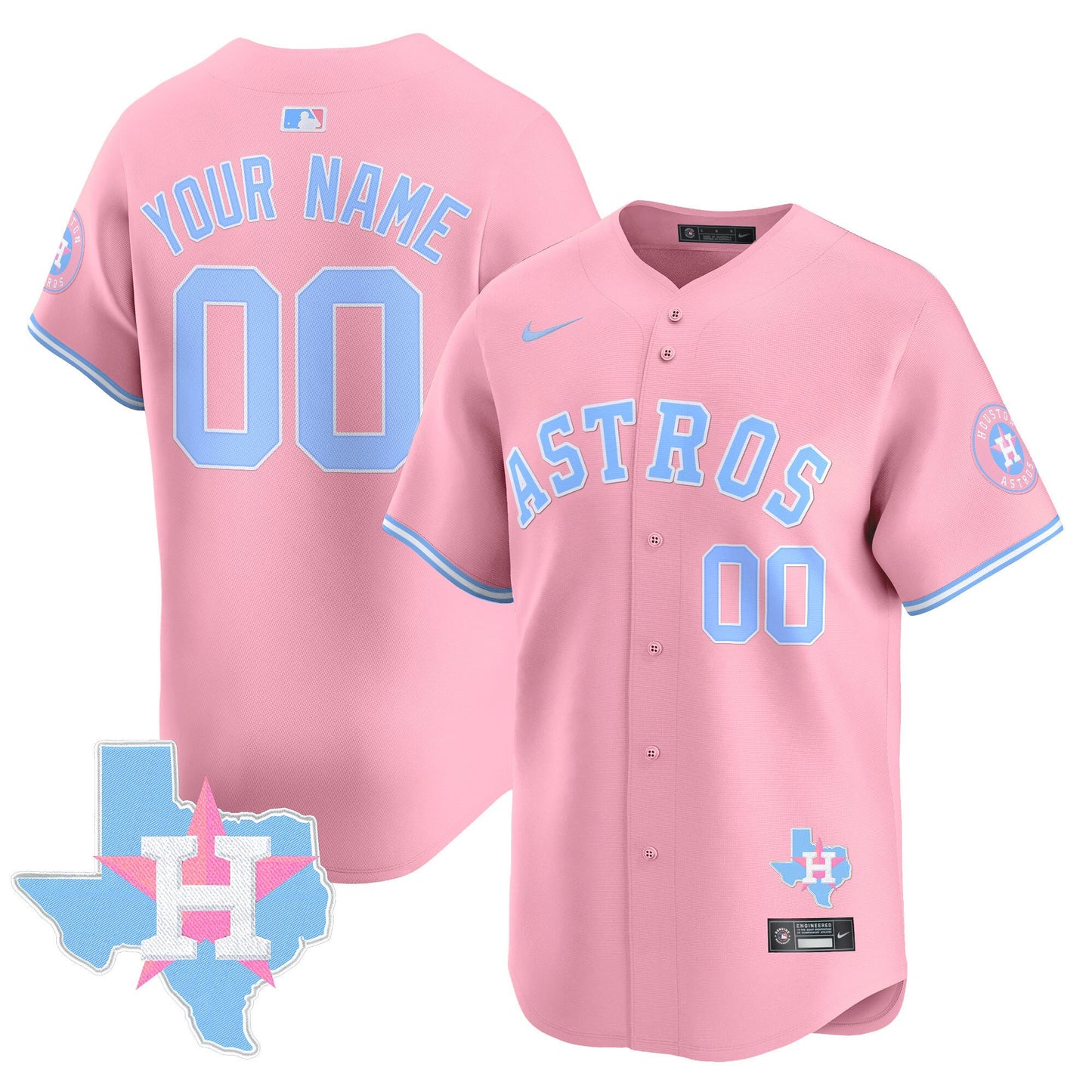 Custom Astros Bubblegum Pink Vapor Premier Limited Jersey - All Stitched