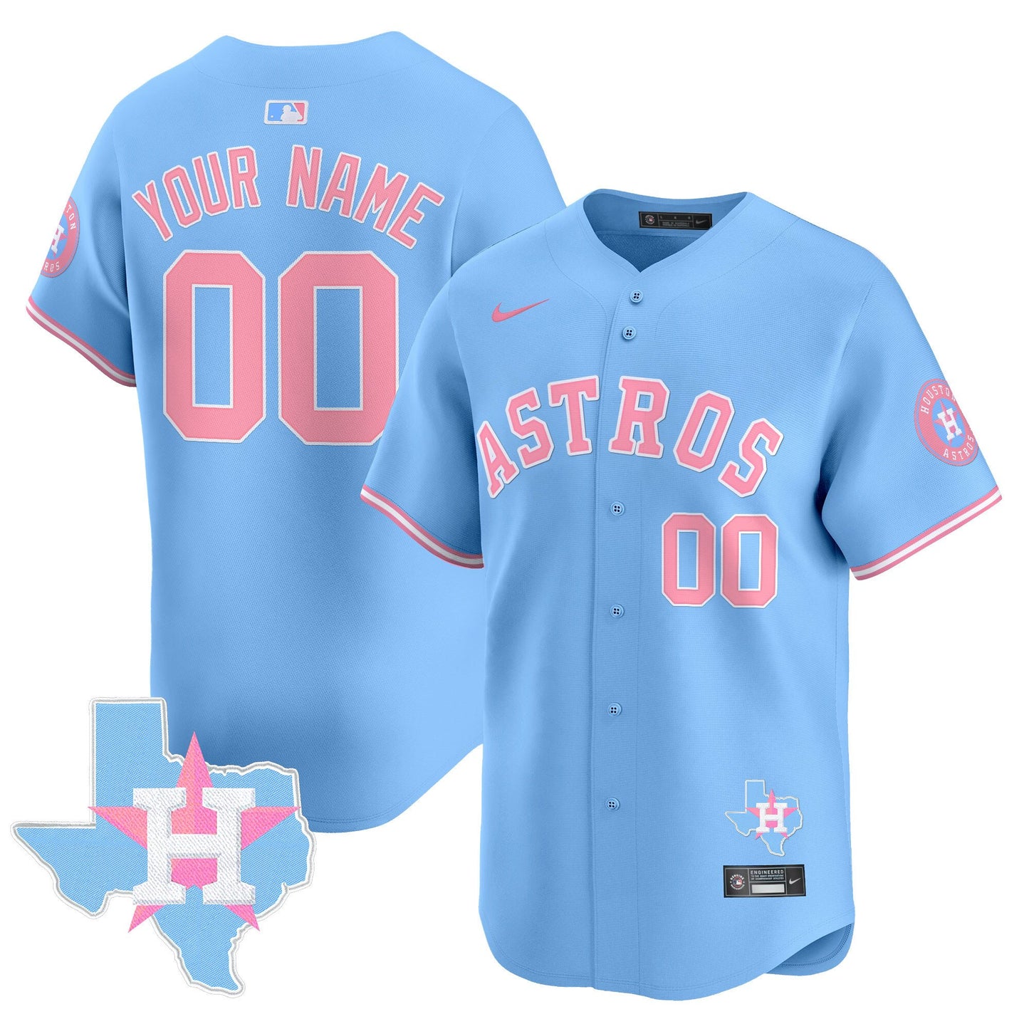 Custom Astros Bubblegum Pink Vapor Premier Limited Jersey - All Stitched