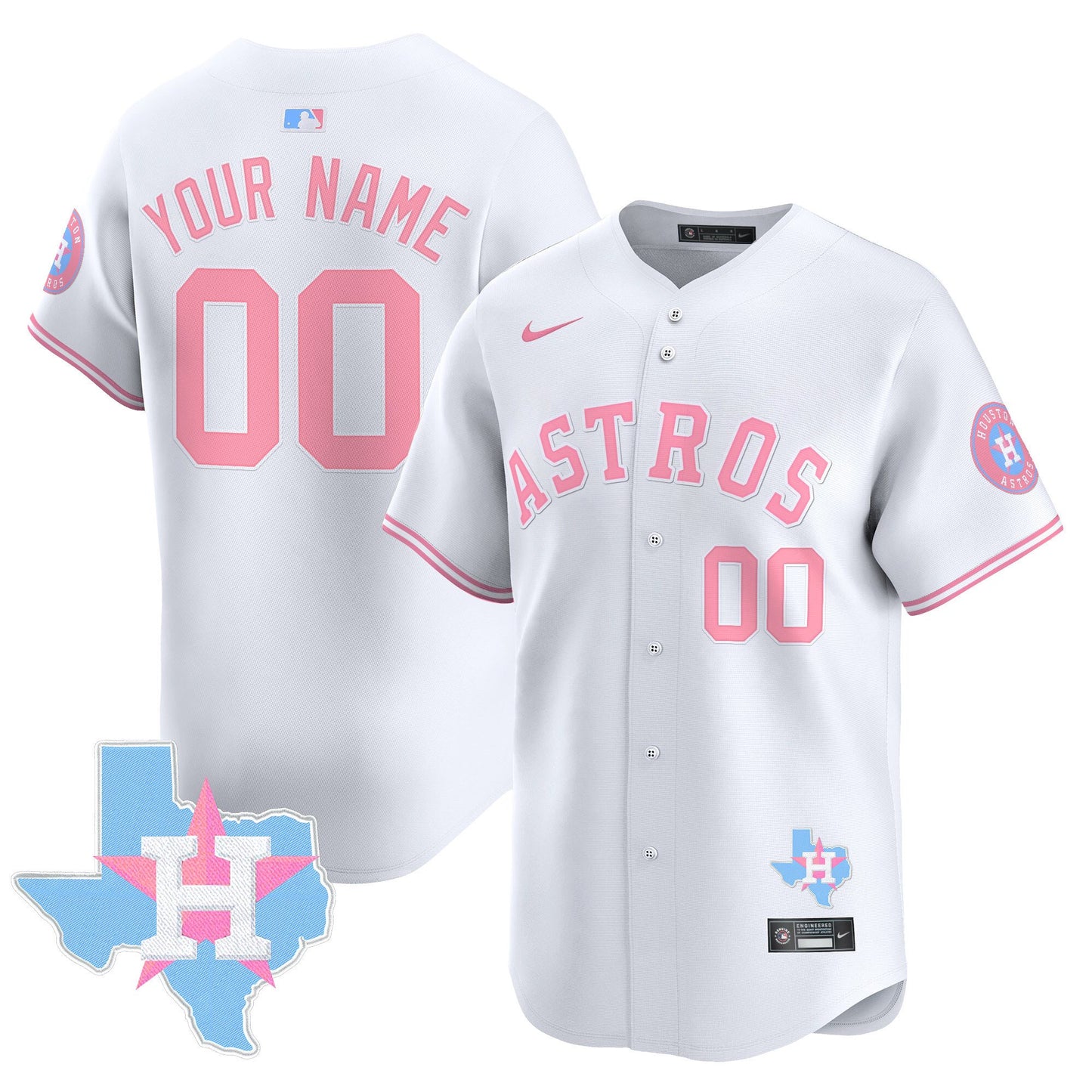 Custom Astros Bubblegum Pink Vapor Premier Limited Jersey - All Stitched