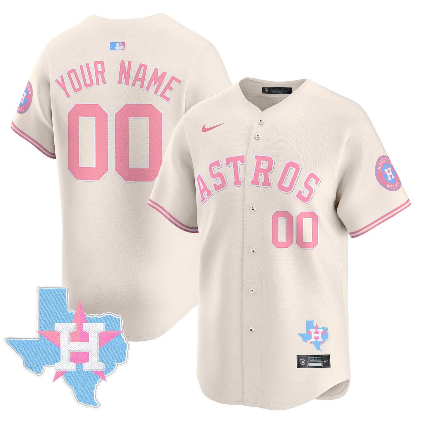 Custom Astros Bubblegum Pink Vapor Premier Limited Jersey - All Stitched