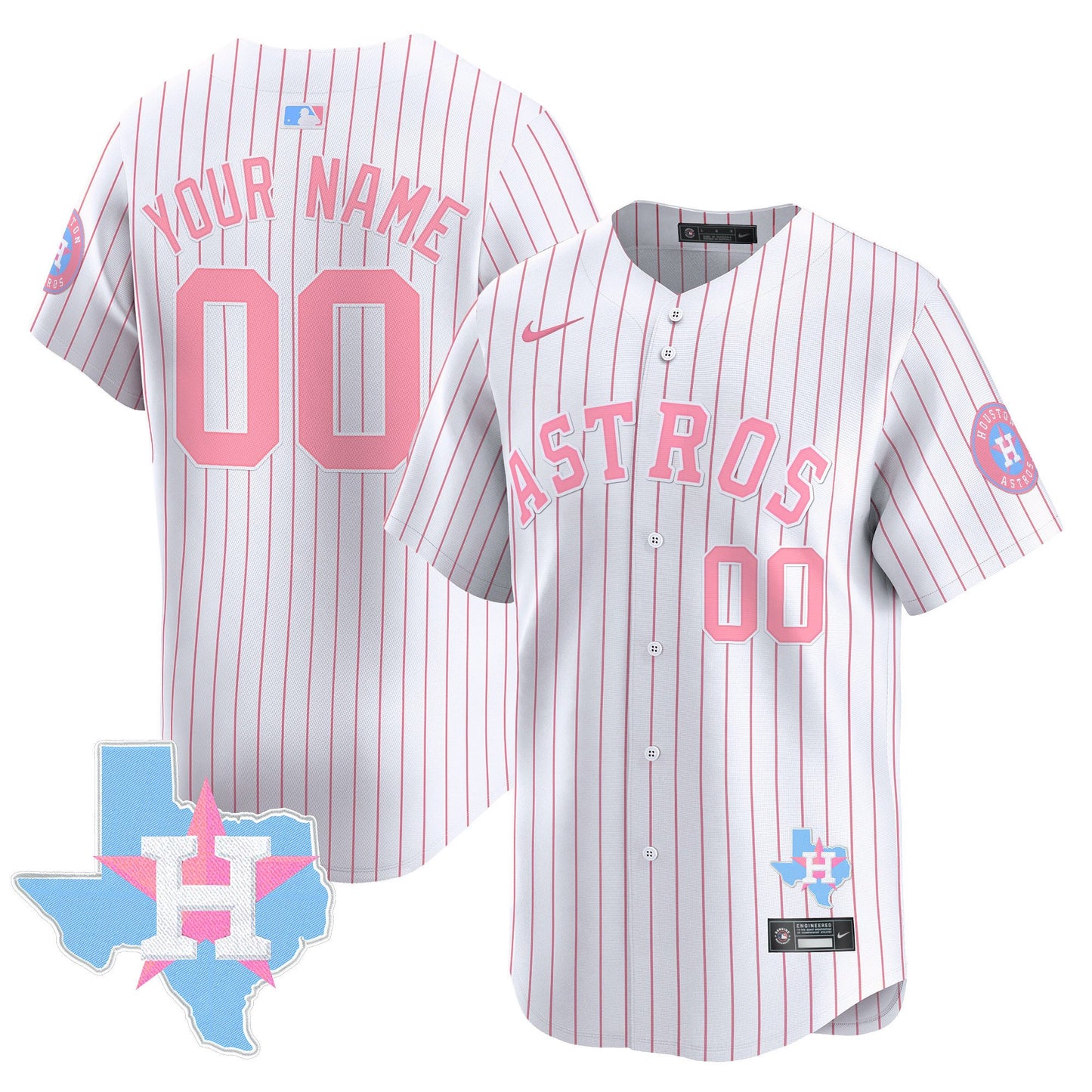 Custom Astros Bubblegum Pink Vapor Premier Limited Jersey - All Stitched