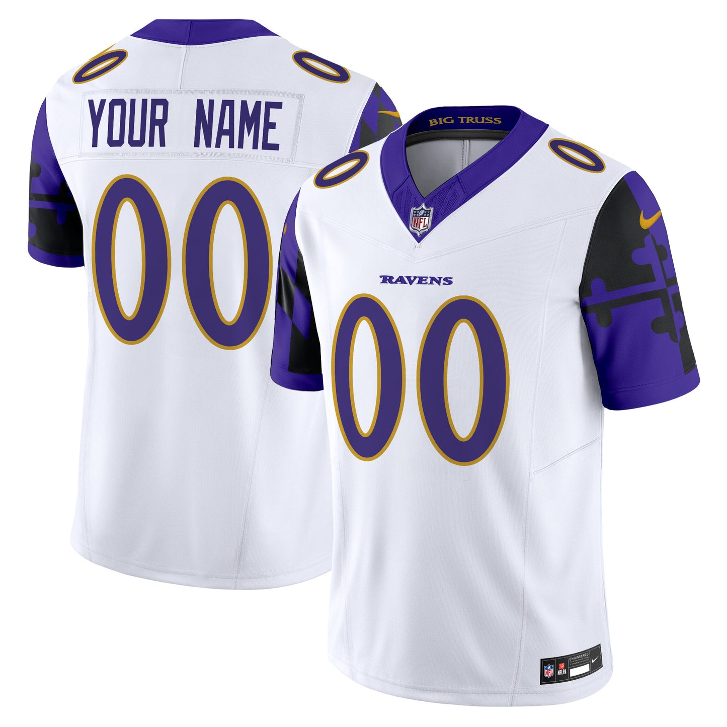 Ravens Baltimore Flag Vapor Limited Custom Jersey - All Stitched