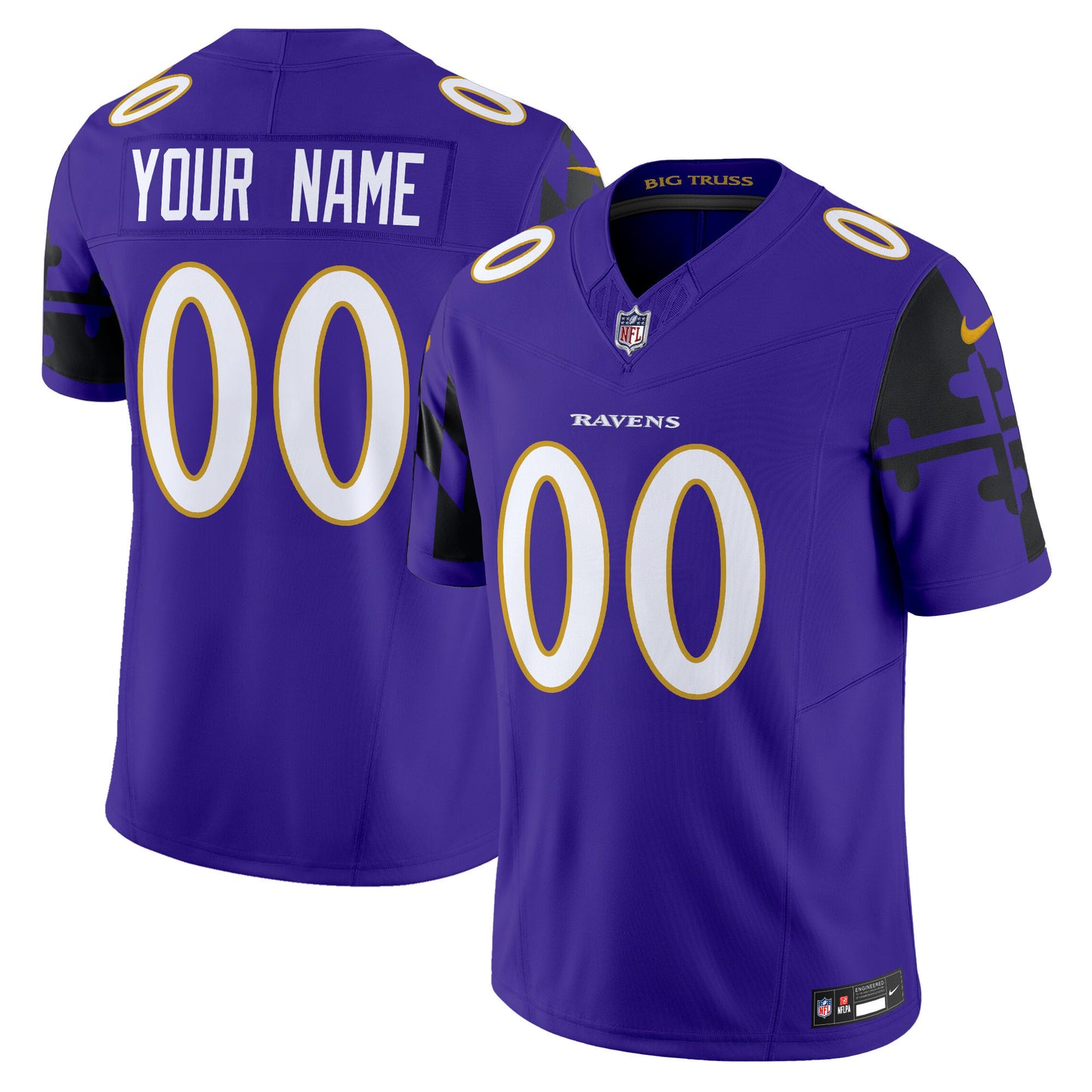 Ravens Baltimore Flag Vapor Limited Custom Jersey - All Stitched