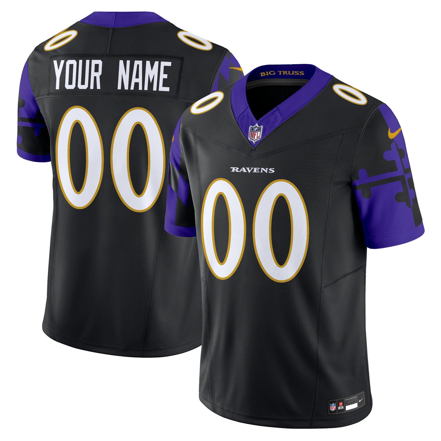 Ravens Baltimore Flag Vapor Limited Custom Jersey - All Stitched