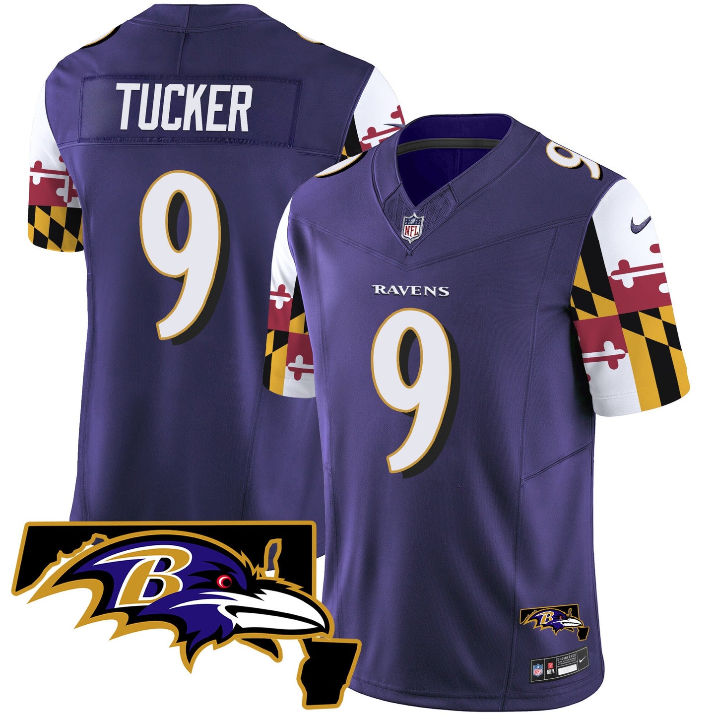 Ravens Maryland Flag Vapor Limited Jersey V2 - All Stitched