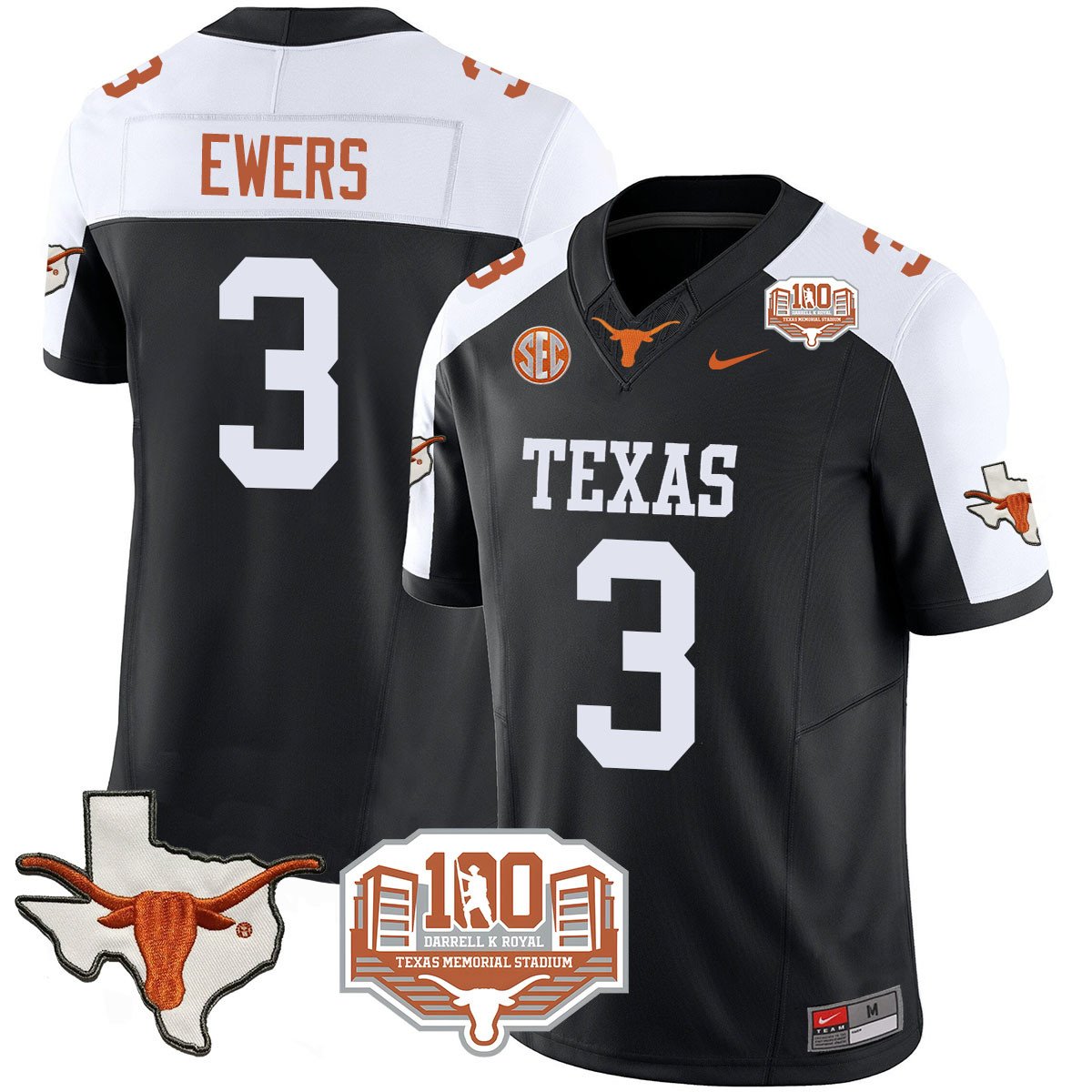 Texas Longhorns 2024 Vapor Jersey - 100 years of Darrell K Royal - All Stitched