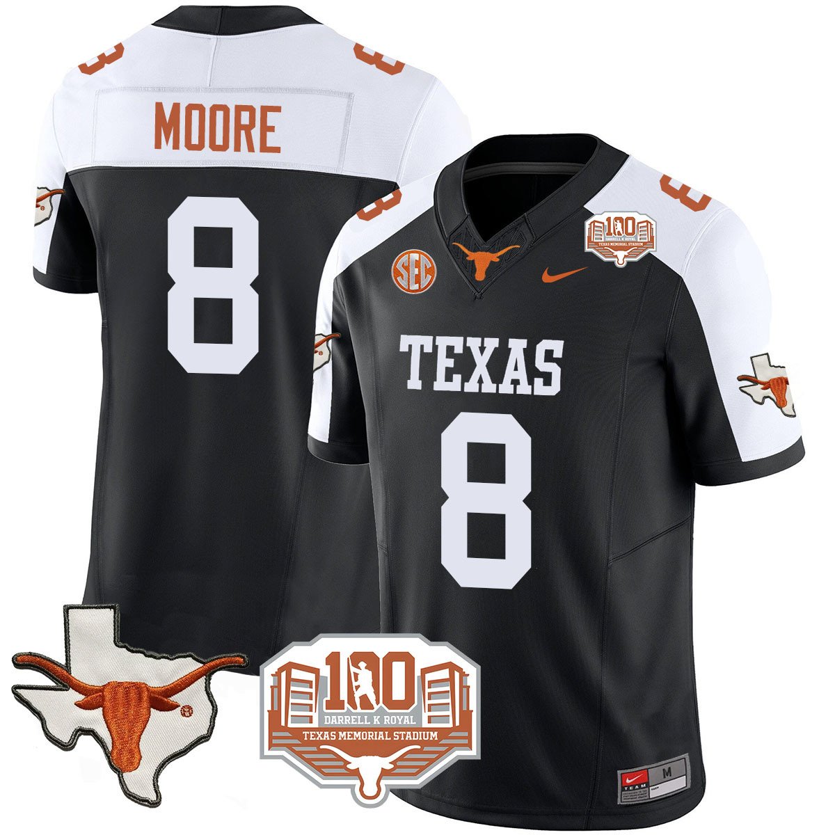 Texas Longhorns 2024 Vapor Jersey - 100 years of Darrell K Royal - All Stitched