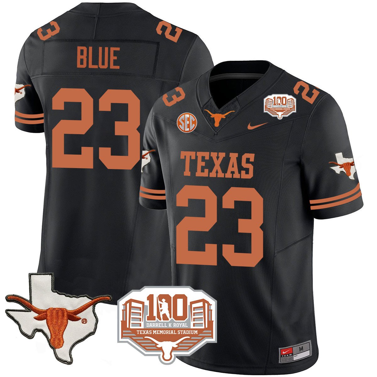 Texas Longhorns 2024 Vapor Jersey - 100 years of Darrell K Royal - All Stitched