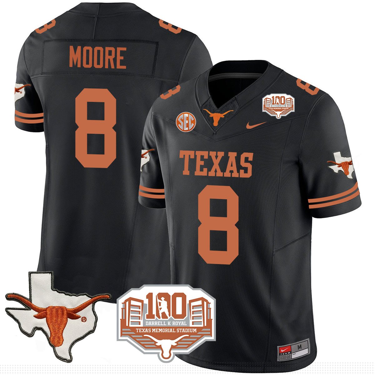Texas Longhorns 2024 Vapor Jersey - 100 years of Darrell K Royal - All Stitched