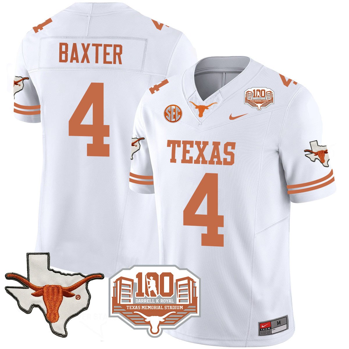 Texas Longhorns 2024 Vapor Jersey - 100 years of Darrell K Royal - All Stitched