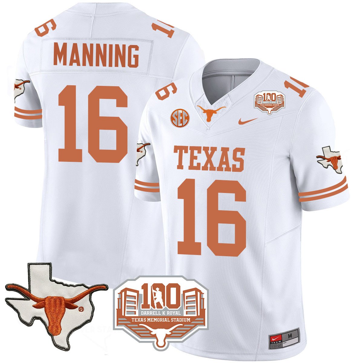 Texas Longhorns 2024 Vapor Jersey - 100 years of Darrell K Royal - All Stitched