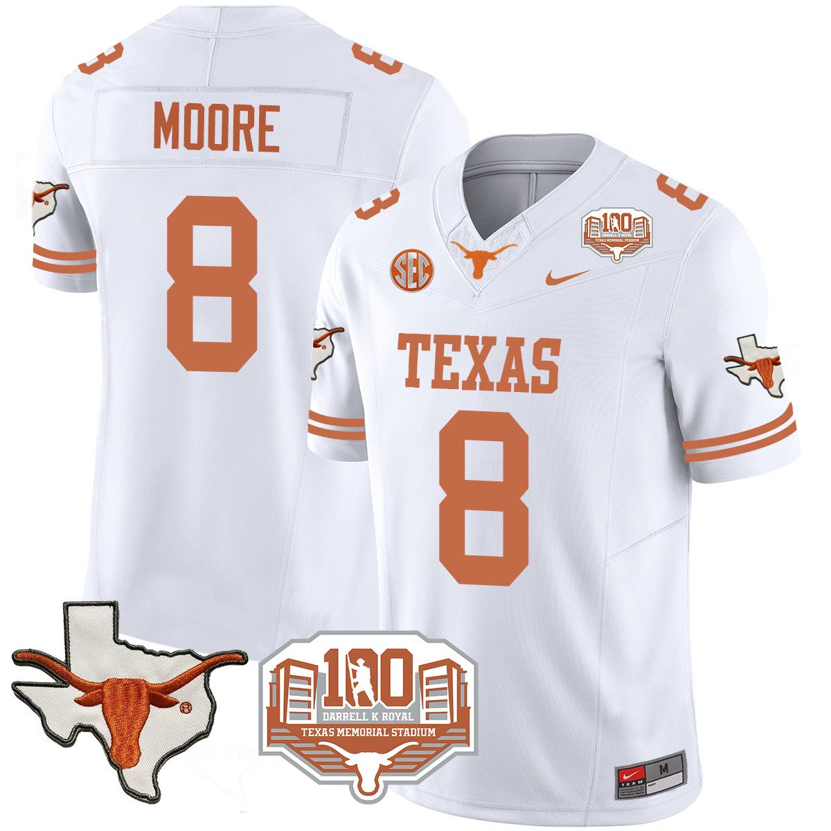 Texas Longhorns 2024 Vapor Jersey - 100 years of Darrell K Royal - All Stitched