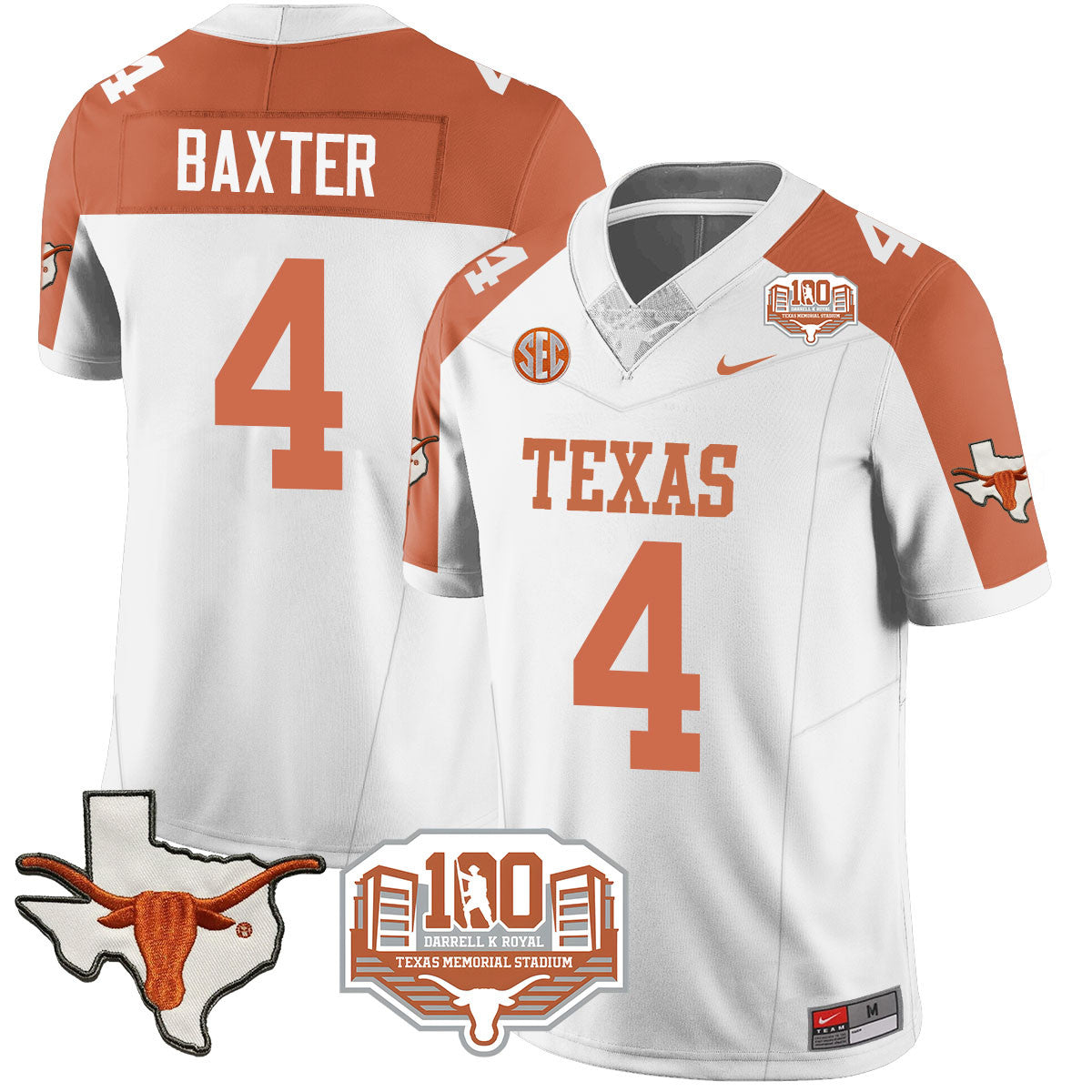 Texas Longhorns 2024 Vapor Jersey - 100 years of Darrell K Royal - All Stitched