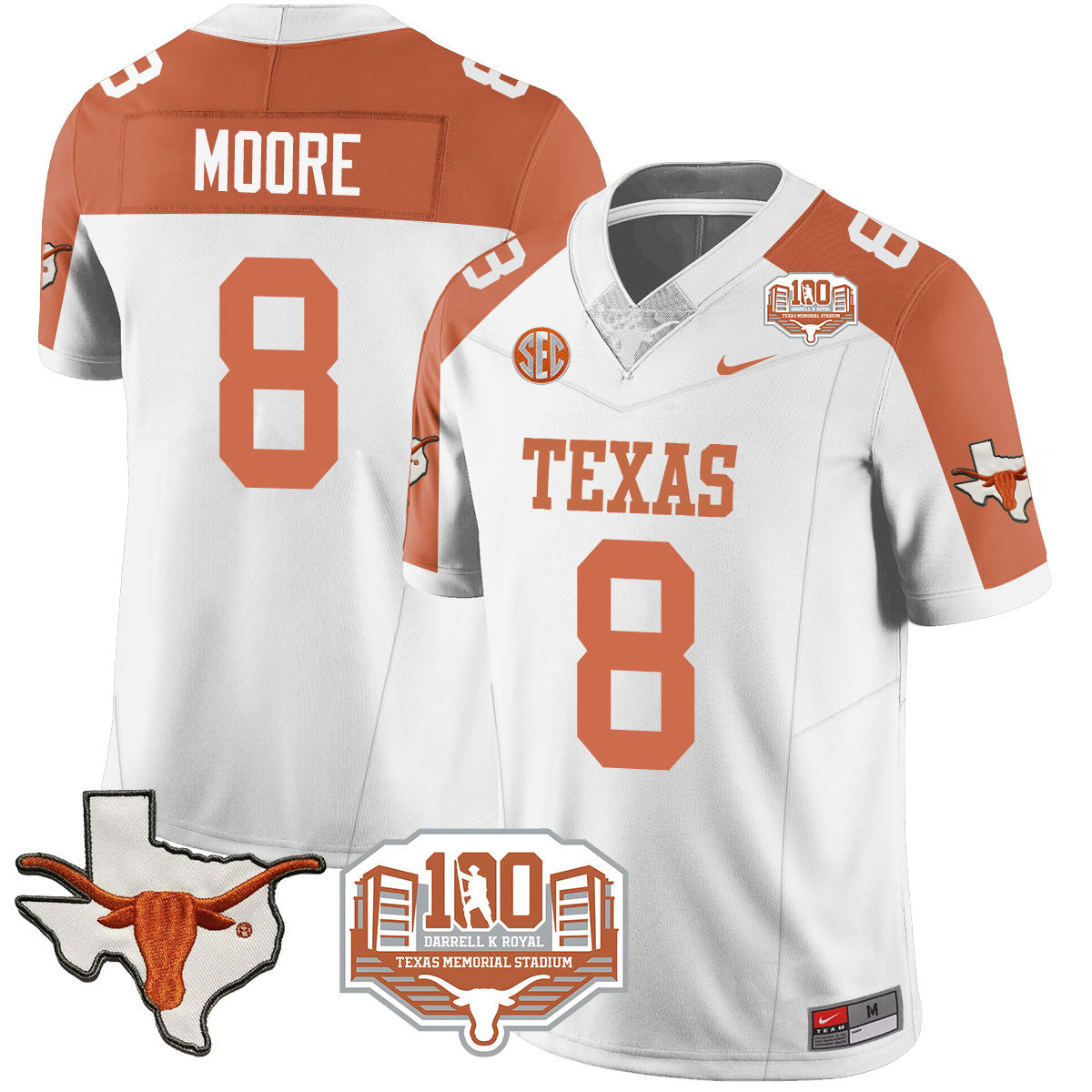 Texas Longhorns 2024 Vapor Jersey - 100 years of Darrell K Royal - All Stitched