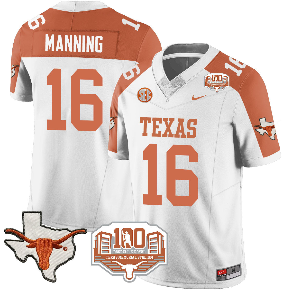 Texas Longhorns 2024 Vapor Jersey - 100 years of Darrell K Royal - All Stitched