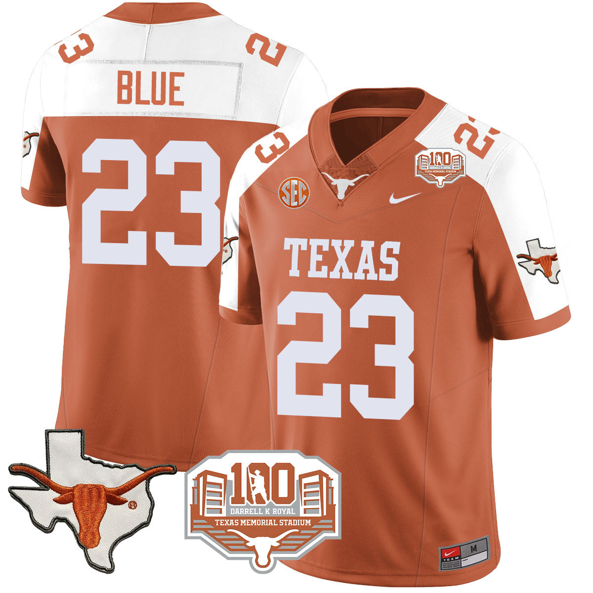 Texas Longhorns 2024 Vapor Jersey - 100 years of Darrell K Royal - All Stitched
