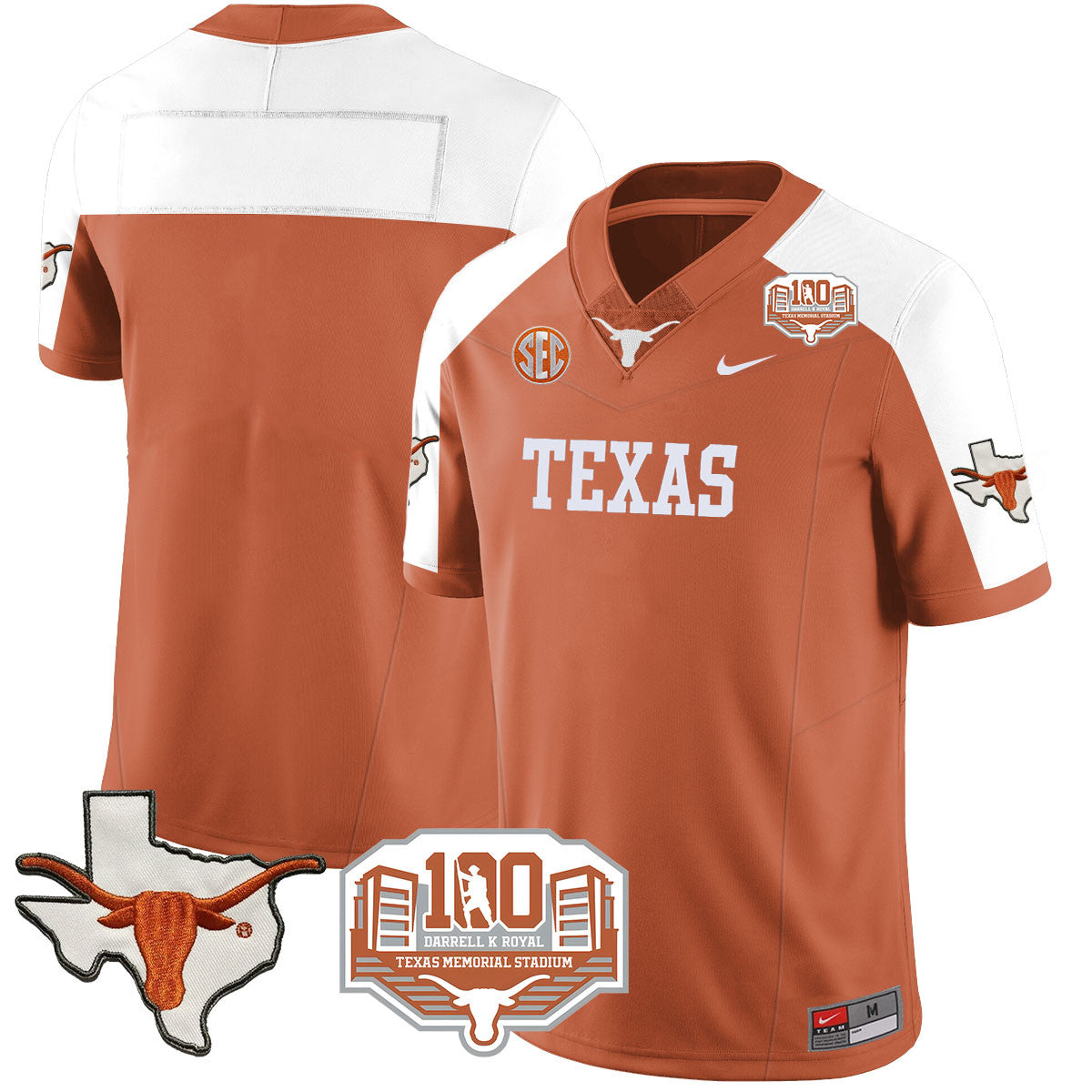 Texas Longhorns 2024 Vapor Jersey - 100 years of Darrell K Royal - All Stitched