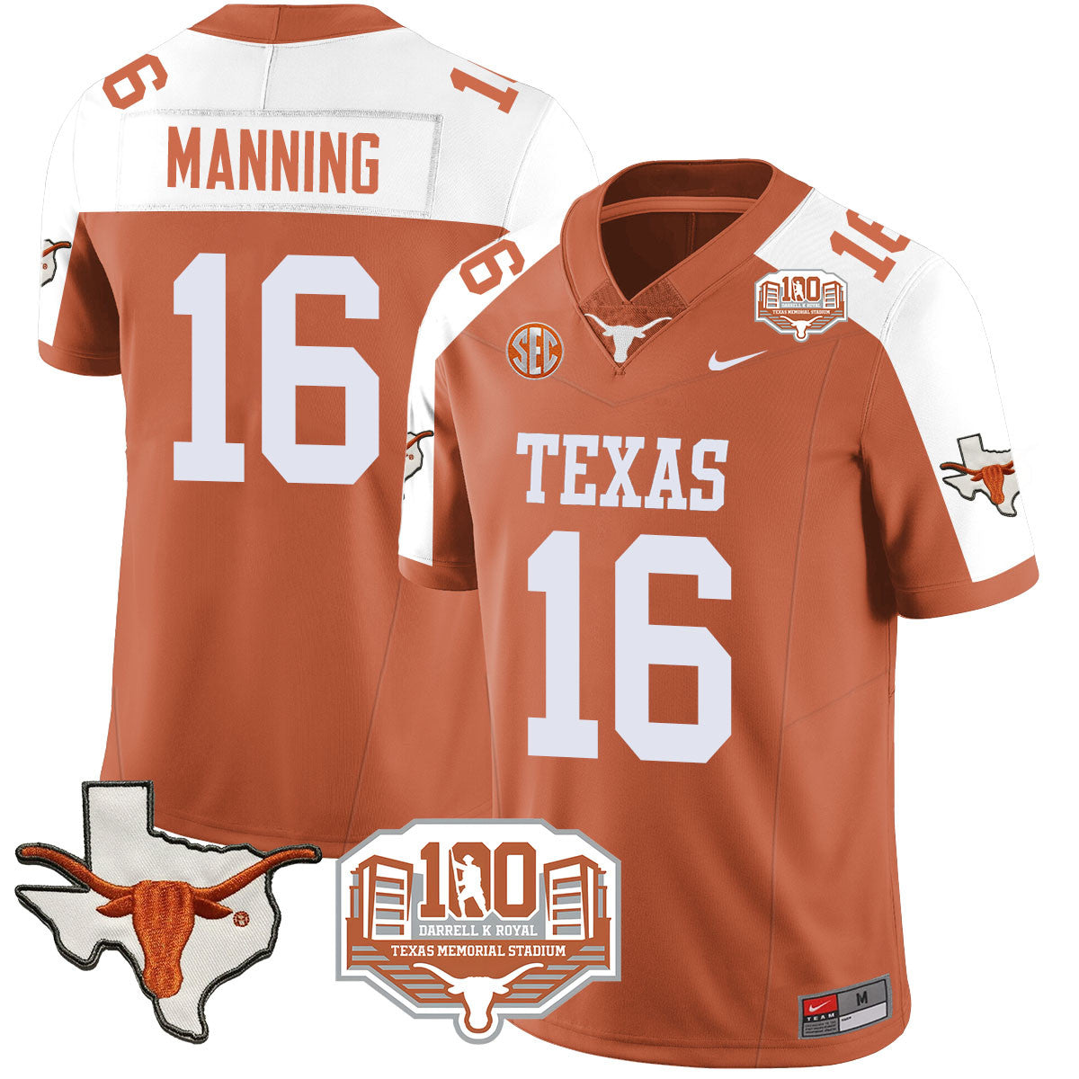 Texas Longhorns 2024 Vapor Jersey - 100 years of Darrell K Royal - All Stitched