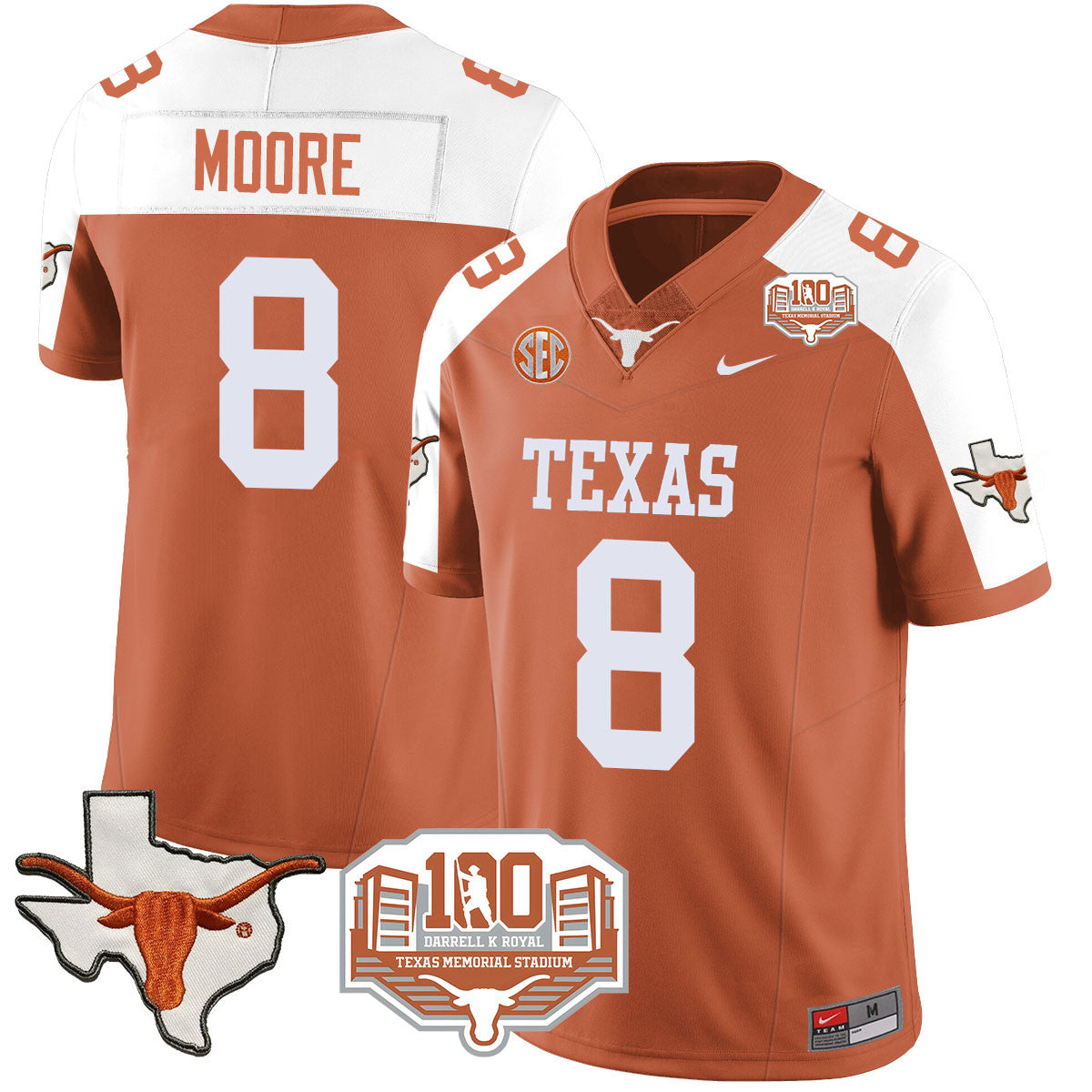 Texas Longhorns 2024 Vapor Jersey - 100 years of Darrell K Royal - All Stitched
