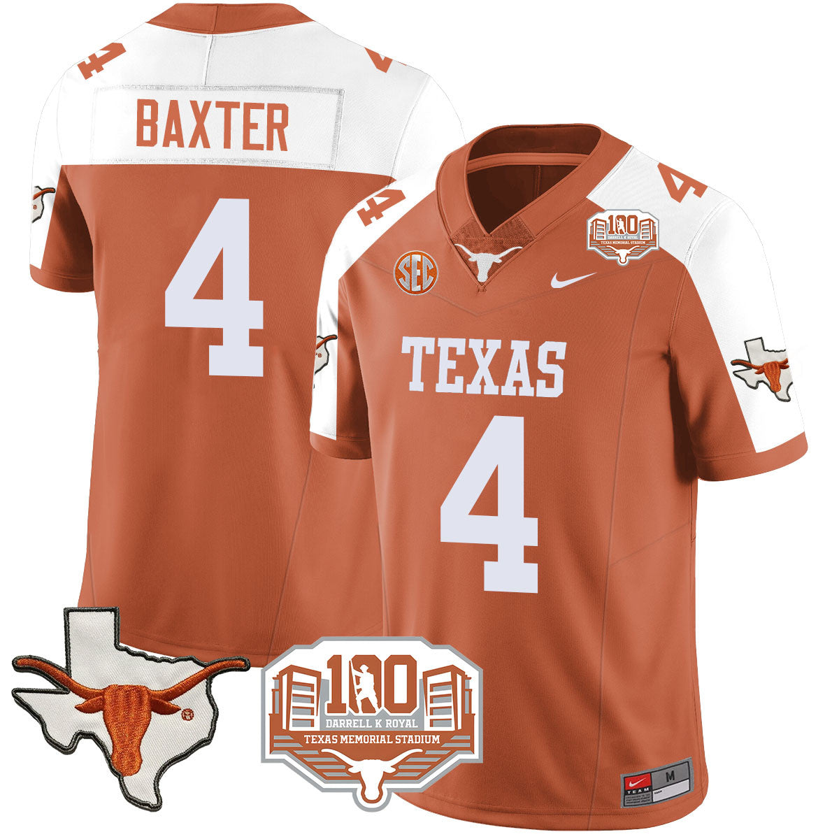 Texas Longhorns 2024 Vapor Jersey - 100 years of Darrell K Royal - All Stitched